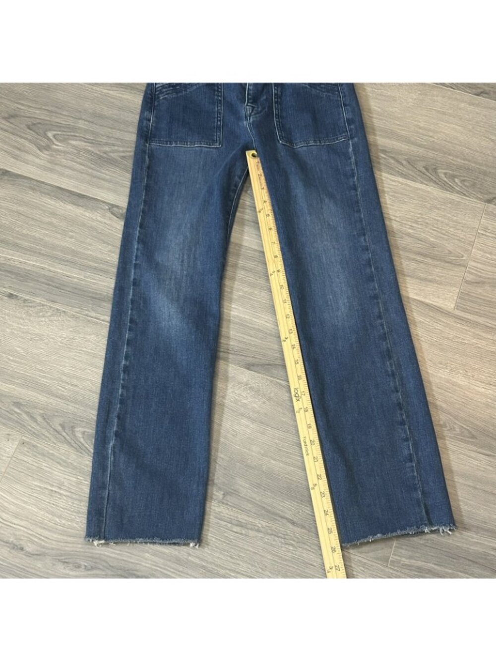 FRAME Jeans Womens 25 Le High Straight Blue High Rise Raw Hem Patch Pockets - Picture 10 of 11
